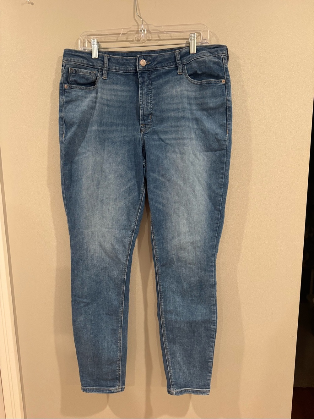 Old Navy Rockstar Super Skinny Ankle Jeans Blue Stretch Women’s Size 16 Long
